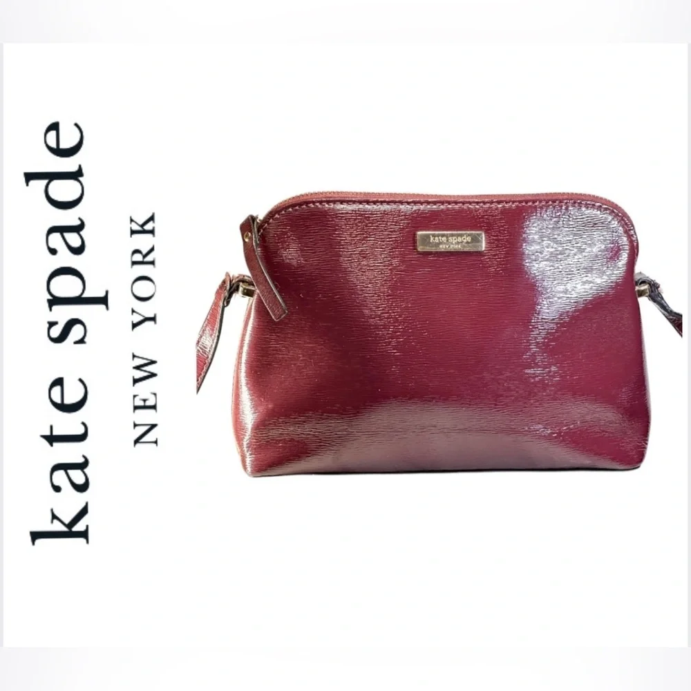 kate spade Burgundy Saffiano Patent Leather Crossbody and Shoulder Bag ♠️